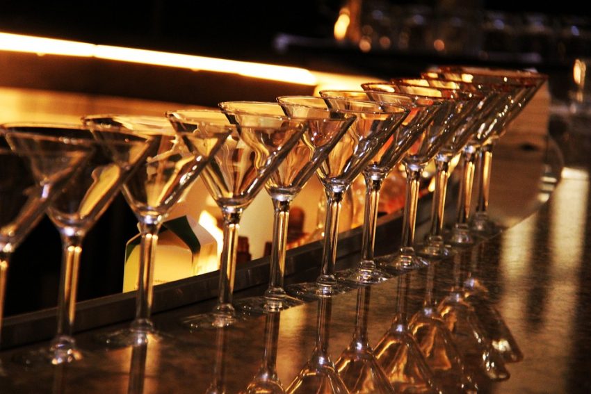 martini glasses lined up