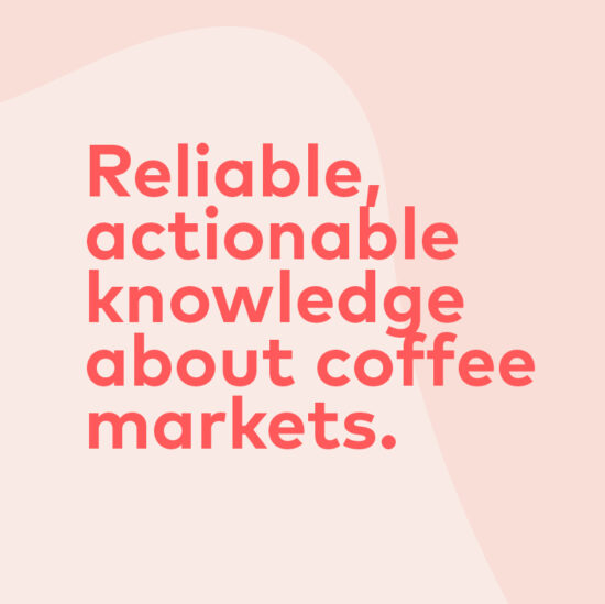 Text block which says "Reliable, actionable knowledge about coffee markets."