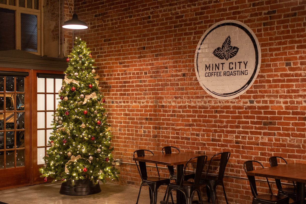 mint city tree and mural