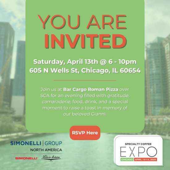 Simonelli party flyer for SCA Expo 2024 Parties & Events