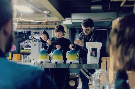 Competitors brewing during the Extracted Development competition.