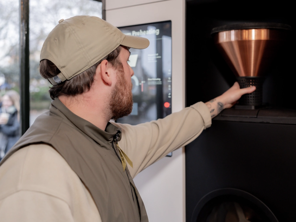 A roaster uses a Bellwether Shop machine.