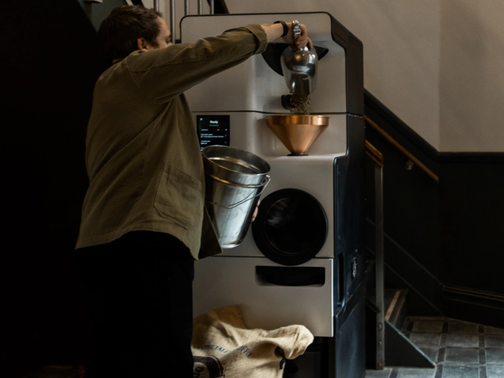 Hagen loading Bellwether Shop Roaster.