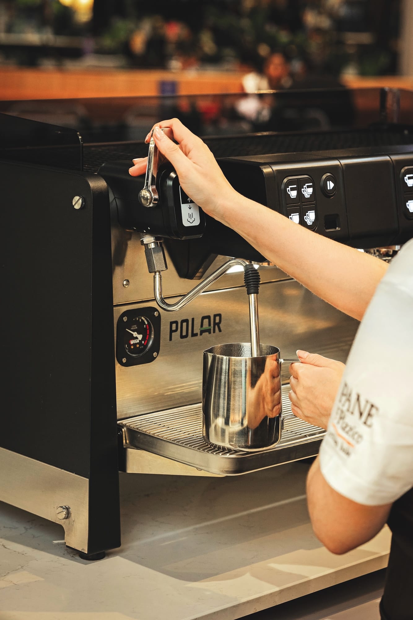 The Polar features ergonomic steam levers for ease of activation and purging.
